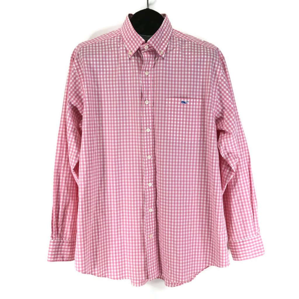 Vineyard Vines Long Sleeve Tucker Shirt Men's Large Gingham Cotton Woven Casual
